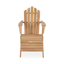 Load image into Gallery viewer, A-ECO LIVING Teak Adirondack Chair with Footrest, Solid Teak Wood Chair with Wide Armrest, Durable and Weather Resistant, Garden Furniture for Outdoor, Patio, Backyard or Beach