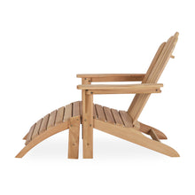 Load image into Gallery viewer, A-ECO LIVING Teak Adirondack Chair with Footrest, Solid Teak Wood Chair with Wide Armrest, Durable and Weather Resistant, Garden Furniture for Outdoor, Patio, Backyard or Beach