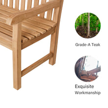 Load image into Gallery viewer, A-ECO LIVING Teak Outdoor Bench, 2-Seat Wood Patio Bench, 47 inch Patio Long Garden Bench Ideal for The Front Porch, Backyard, Deck, Lawn