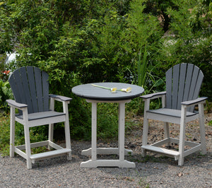 A-ECO LIVING Adirondack Bar Stools Chair, White and Grey Patio High Back Bar Chair