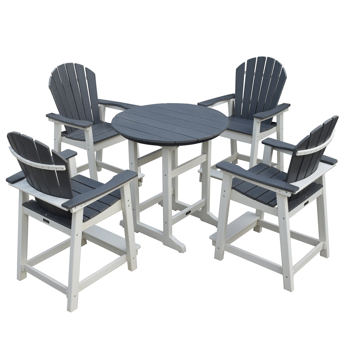 Otsun Adirondack Bar Stools Chair, White and Grey Patio High Back Bar