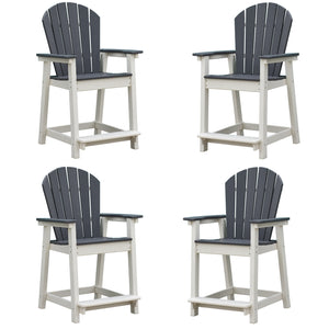 A-ECO LIVING Adirondack Bar Stools Chair, White and Grey Patio High Back Bar Chair
