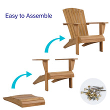 Load image into Gallery viewer, A-ECO LIVING Teak Adirondack Chair, Solid Grade-A Teakwood Chair, Patio Seating Wooden Chair, Weather Resistant Outside Furniture for Garden, Firepit, Porch, Poolside