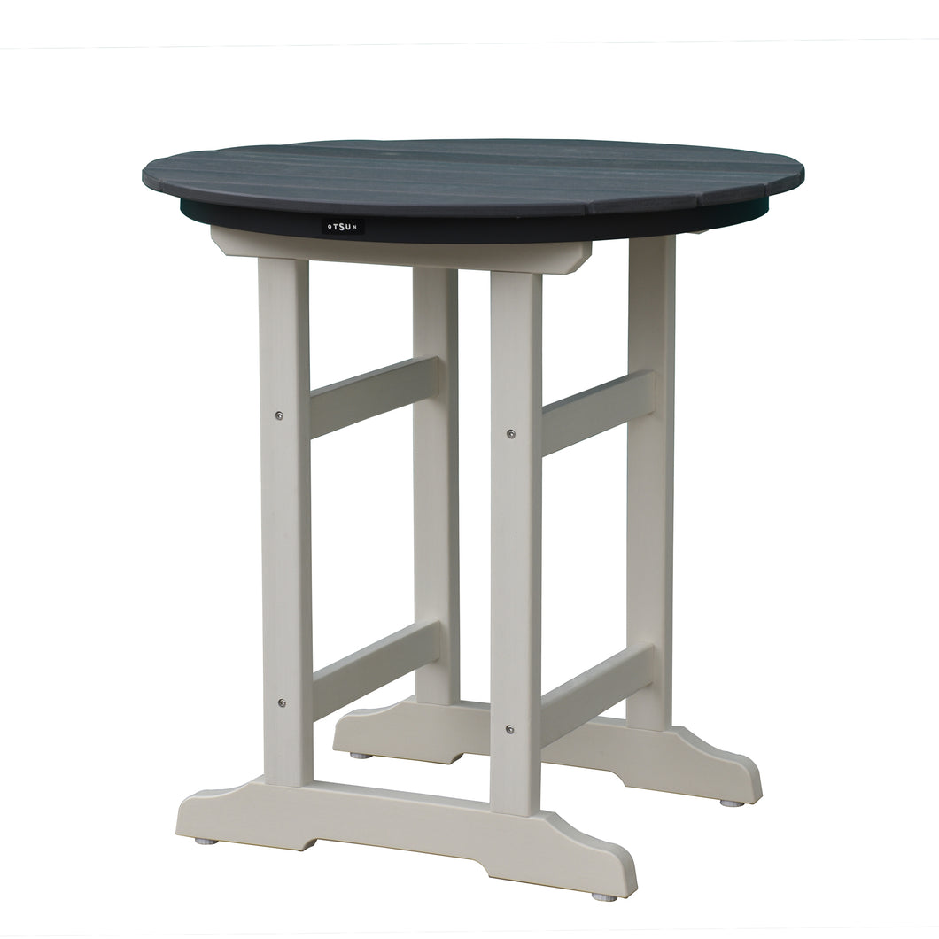 A-ECO LIVING Outdoor Dining Table, 36 Inch Height Bistro Table for Outdoor Garden, Porch, Deck, White and Grey