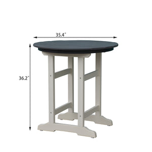 A-ECO LIVING Outdoor Dining Table, 36 Inch Height Bistro Table for Outdoor Garden, Porch, Deck, White and Grey