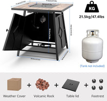 Load image into Gallery viewer, MURCANO 28&#39;&#39; Propane Fire Pit Table for Patio Outdoor, 40000BTU Gas Fire Table with Weather Cover, Lid, and Volcanic Rock, Pulse Ignition System, Stainless Steel Black
