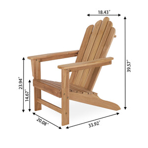 A-ECO LIVING Teak Adirondack Chair with Footrest, Solid Teak Wood Chair with Wide Armrest, Durable and Weather Resistant, Garden Furniture for Outdoor, Patio, Backyard or Beach