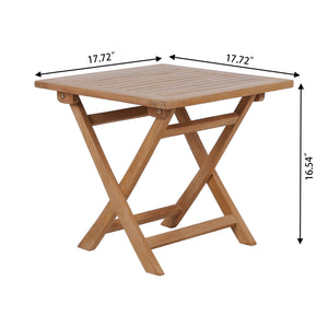 A-ECO LIVING Teak Side Table for Patio, Portable Wooden Outdoor Side Table for Garden, Square Picnic Table for Lawn, Porch, Backyard