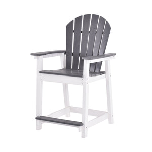 Outdoor tall Adirondack chair and patio bar stool set, made of weather-resistant polywood