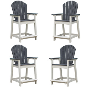 OTSUN Adirondack Bar Stools Chair, White and Grey Patio High Back Bar Chair, Tall Adirondack Chair for Outdoor, Yard