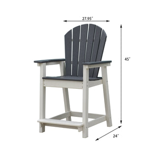 A-ECO LIVING Adirondack Bar Stools Chair, White and Grey Patio High Back Bar Chair